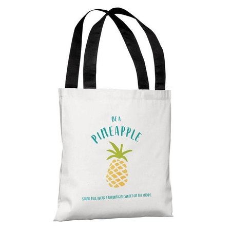 ONE BELLA CASA One Bella Casa 82813TT18P 18 in. Be a Pineapple Polyester Tote Bag by Cheryl Overton; White 82813TT18P